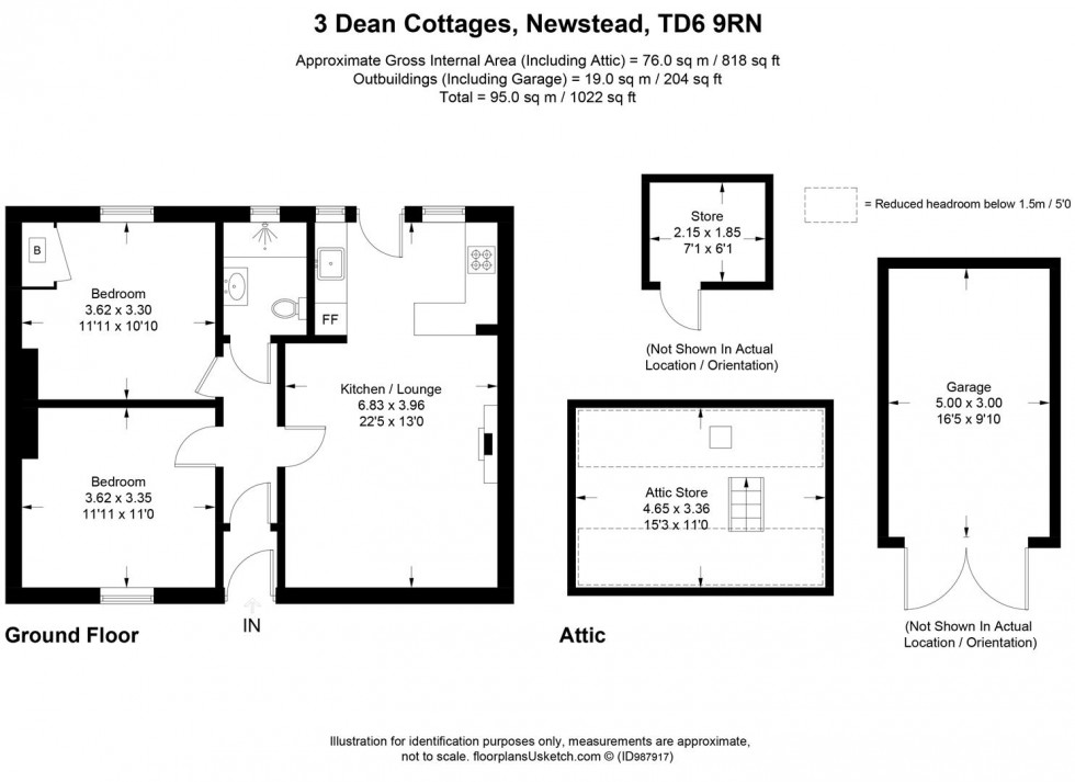 Floorplan for Dean Cottages, Newstead, Melrose