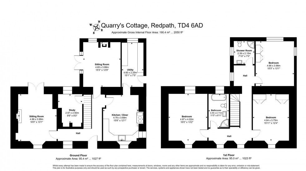 Floorplan for Quarry's Cottage, Redpath, Earlston