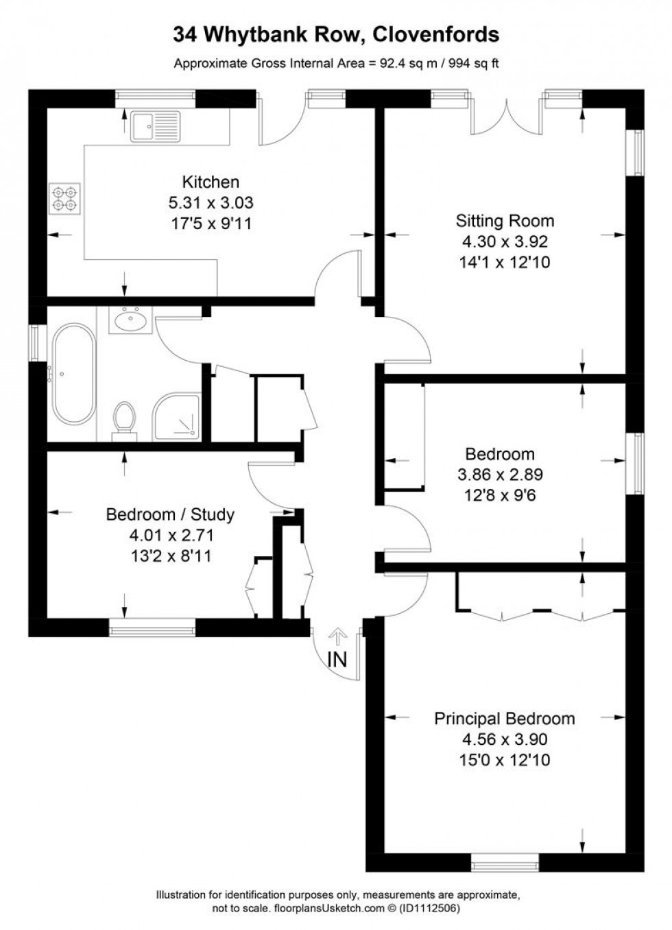 Floorplan for 34 Whytbank Row, Clovenfords, Galashiels