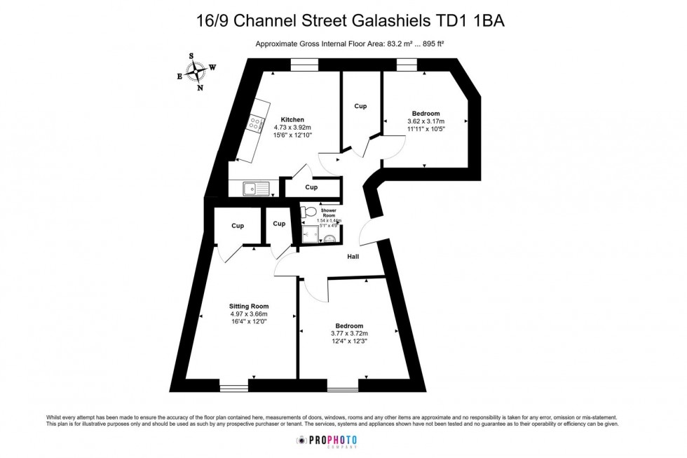 Floorplan for 16/9 Channel Street, Galashiels