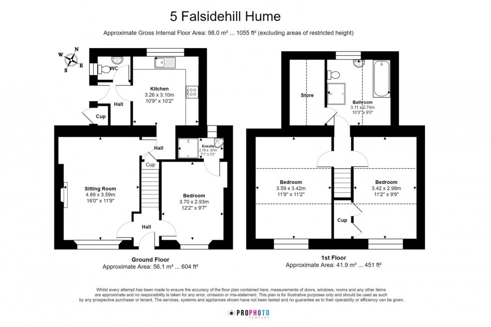 Floorplan for Falsidehill Cottages, Hume, Kelso