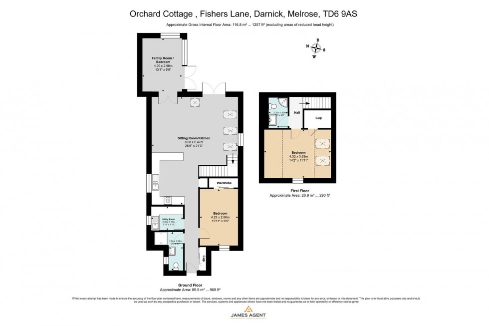 Floorplan for Orchard Cottage, Fishers Lane, Darnick, Melrose