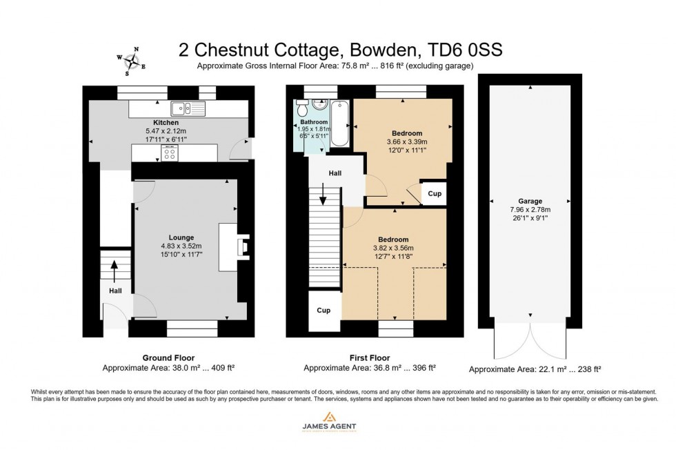 Floorplan for 2 Chestnut Cottage, Bowden